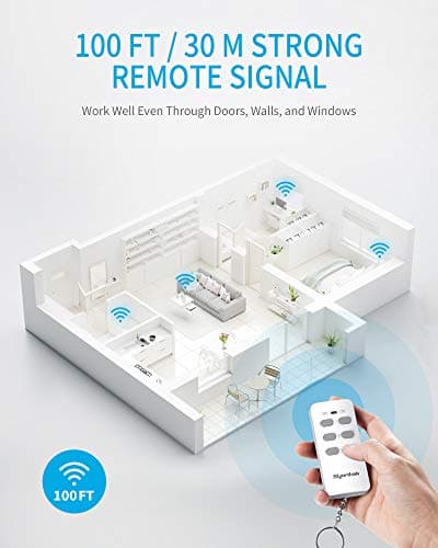 Syantek Remote Control Outlet Wireless Light Switch for Household Appliances, Expandable Remote Light Switch Kit, Up to 100 ft Range, FCC Certified, ETL Listed, White (3 Outlets + 1 Remotes) 4