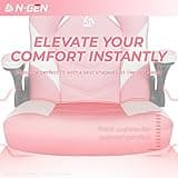 N-GEN Video Gaming Chair Ergonomic Computer Desk Office Chair with Lumbar Support Adjustable Height Swivel Wheels Flip-Up Arms PU Leather Home and Office (Pink) 4