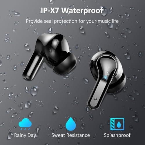 Wireless Earbuds, 2025 Bluetooth 5.4 Headphones NEW Ear Buds 40H Bass Stereo in-Ear Earphones ENC Noise Cancelling Earbuds with 4 HD Mic, USB-C LED Display IP7 Waterproof Sport Headset for Android iOS 8