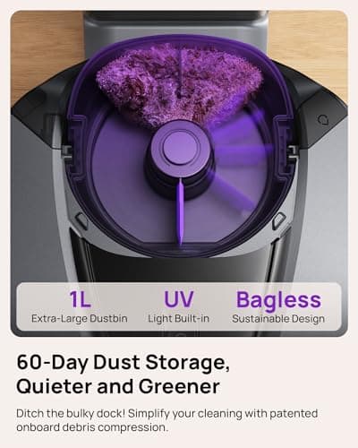 3i G10+ Robot Vacuum and Mop Combo, 18,000 Pa Suction, 60-Day Hands-Free Cleaning with Quiet Debris Compression, Smart LiDAR Navigation, Auto Extension Along Edges, Ideal for Hard Floors & Carpets 3