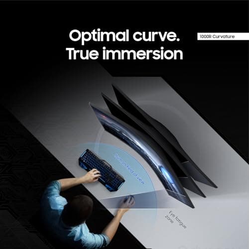 SAMSUNG 34' Odyssey G5 Ultra-Wide Gaming Monitor with 1000R Curved Screen, 165Hz, 1ms, FreeSync Premium, Large Display, Eye Comfort, Multiple Ports, WQHD, LC34G55TWWNXZA, Black 3