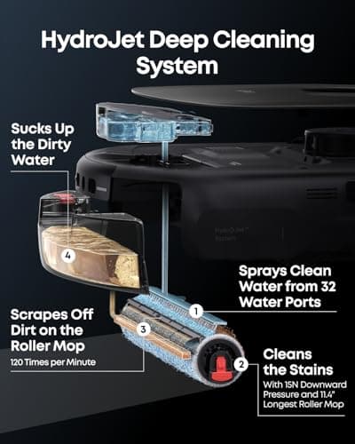 eufy Robot Vacuum E25, HydroJet System with Roller Mop, 20,000 Pa Turbo High Suction, All-in-One Robot Vacuum and Mop Combo for Home, Edge-to-Corner Cleaning, Zero-Tangle Design, AI Obstacle Avoidance 4