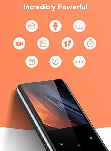 AGPTEK 64GB MP3 Player with Bluetooth 5.3, A19PL 2.4" Curved Screen Portable Music Player with Speaker Lossless Sound with FM Radio, Voice Recorder, Supports up to 128GB, Black 5