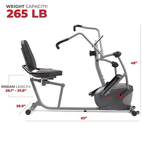 Sunny Health & Fitness Elliptical Recumbent Cardio Bike, Cross Trainer Cycle for Indoor Arm/Leg Home Exercise, Dual Stationary Handlebars Plus Easy Access Seat for Adults & Seniors w/App Connection 5