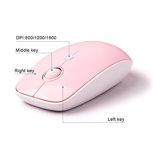 Pink Wireless Keyboard Mouse Combo,104 Round Keys Cute Colorful Keyboard Retro Typewriter Style,Letton Full Size Keyboard with Number Pad&Mouse with 3 DPI for PC Mac Laptop Computer Windows 4