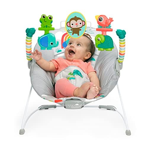 Bright Starts Playful Paradise Comfy Baby Bouncer Seat with Soothing Vibration and Toys, Unisex, 0-6 Months 3