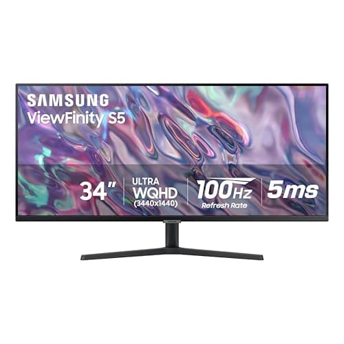 SAMSUNG 34" ViewFinity S50GC Series Ultra-WQHD Monitor, 100Hz, 5ms, HDR10, AMD FreeSync, Eye Care, Borderless Design, PIP, PBP, LS34C502GANXZA, 2023, Black
