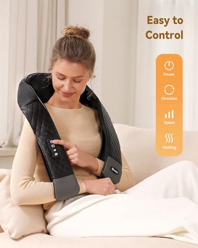 Shiatsu Neck and Back Massager with Heat, Neck and Shoulder Massager, 4D Deep Tissue Kneading Massage for Leg, Full Body Muscle Pain Relief, Ergonomic Design, Ideal Gifts for Women Men, Corded Use 2