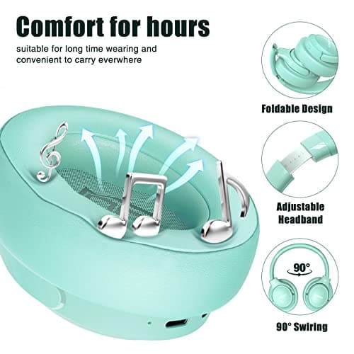 BERIBES Bluetooth Headphones Over Ear, 65H Playtime and 6 EQ Music Modes Wireless Headphones with Microphone, HiFi Stereo Foldable Lightweight Headsets, Deep Bass for Home Office Cellphone PC Ect. 5