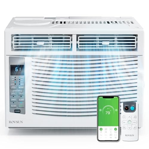 ROVSUN Smart 6000 BTU Window Air Conditioner with WiFi, Energy Saving Window AC Unit with Remote & App Control & Timer Function & Easy Install Kit, for Rooms up to 250 Square Feet, 115V/60Hz, White