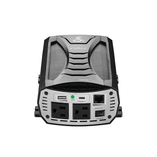 Cobra PURE SINE 400W Power Inverter, Portable – 400 Watt Car Charger, 2 Grounded AC Outlets, 2 Fast Charge USB Ports and Remote Controller (CPIALCDG1) Compatible