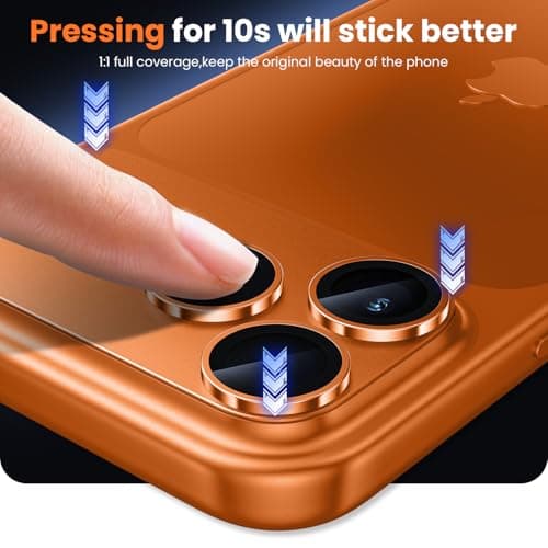 WSKEN for iPhone 17 Pro Max Camera Lens Protector - [Military Grade Shatterproof] [Strong Adhesion] Metal Aluminum Alloy Tempered Glass Camera Screen Protector, Orange Titanium 5