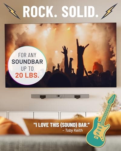 ECHOGEAR Soundbar Wall Mount Bracket - Works with All Soundbars Including Samsung, Vizio, LG, & More - Depth Adjustable for Dolby Atmos Soundbars 3