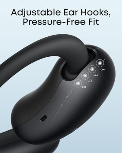 soundcore AeroFit 2 by Anker, Open-Ear Headphones, Real-Time Translation Earbuds, 4 Adjustable Positions for Every Ear Size, 2× Richer Bass, Hi-Res, 42H Playtime, IP55,AI Clear Calls,Wireless Charging 3