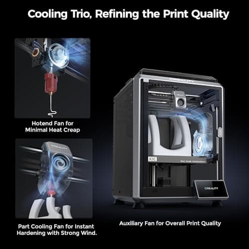 Creality K1C 3D Printer, 2024 New Version 3D Printers with 600mm/s Fast Printing Speed, Support Carbon Fiber Filament 300℃ High-Temp Print, Auto Leveling and Clog-Free Direct Extruder 5
