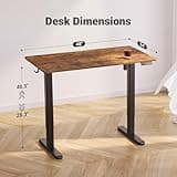 Claiks Electric Standing Desk, Adjustable Height Stand up Desk, 24x48 Inches Sit Stand Home Office Desk with Splice Board, Black Frame/Rustic Brown Top 3