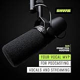 Shure SM7B Vocal Dynamic Microphone – XLR Studio Mic for Podcasting, Recording, Broadcasting, Streaming & Gaming – Smooth, Warm Sound, Rugged Build, Detachable Windscreen, Wide Frequency Range, Black 4
