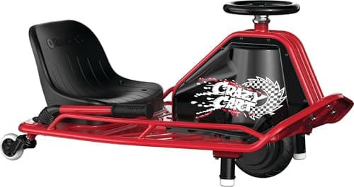 Razor Crazy Cart - 24V Electric Drifting Go Kart - Variable Speed, Up to 12 mph, Drift Bar for Controlled Drifts, One Size, Black/Red 2