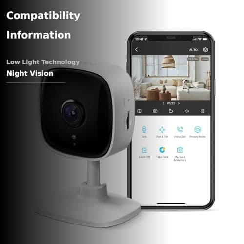 Tapo TP-Link 2K Indoor Security Camera for Baby Monitor, Dog Camera w/Motion Detection, 2-Way Audio Siren, Night Vision, Cloud & SD Card Storage(Up to 256 GB), Works w/Alexa & Google Home C110 2