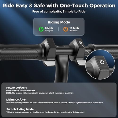 Electric Scooter for Kids, 150W Motor, Simple One-Button Control, 2 Safe Speeds (6/10 MPH), Colorful Lights, Magnetic Charging, Dual Brake System, Ideal Presents for Boys & Girls 2