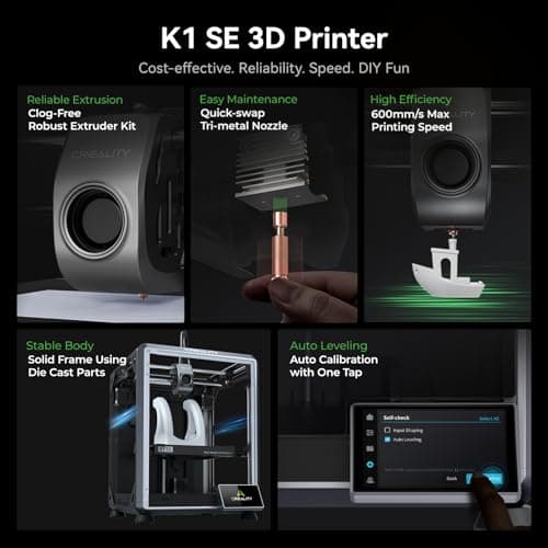 Creality K1 SE 3D Printer, 600mm/s High-Speed Hands-Free Auto Leveling Flagship-Level Direct Extruder Quick-swap Tri-Metal Nozzle K1 Upgrade 3D Printer, Print Size 250x220x220mm 2