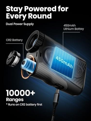 ACEGMET Golf Rangefinder with Slope & Coach Mode - Red & Black Display Laser Range Finder, Hybrid-pwr Rechargeable, 7X Magnification, 0.1s Flag Pin Locking Vibration, 1300 Yards, Magnet 5