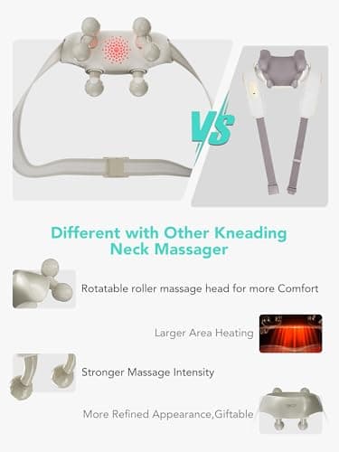 SKG Cordless Neck Massager for Pain Relief Deep Tissue Shiatsu Neck and Shoulder Massger with Heat H7 Ultra Gifts for Men and Women Birthday 5