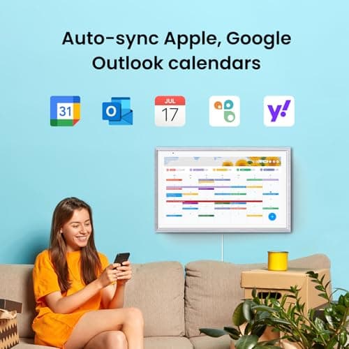 ApoloSign 15.6-inch Digital Calendar: Dual Mode Calendars with Google Play & Multi-calendar Sync, Electronic Planner & Chore Chart, Smart Touchscreen, Interactive Display for Family Schedules (Gray Wood, 15.6") 3