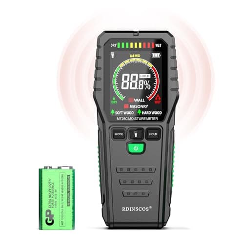Pinless Moisture Meters Non-Invasive Digital Wood Moisture Tester Water Leak Detector for Wall,Lumber, building,Firewood,Humidity Tester (Black_Case)