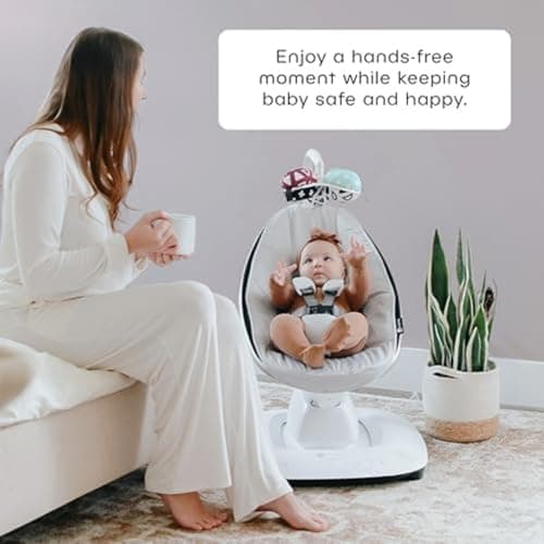 4moms MamaRoo Multi-Motion Baby Swing, Bluetooth Enabled with 5 Unique Motions, Grey 4