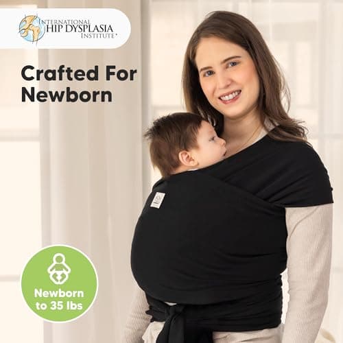 KeaBabies Baby Wrap Carrier - All in 1 Original Baby Carrier Newborn to Toddler Sling, Easy to Wear, Hands Free Bonding, Lightweight, Breathable Infant Wraps (Trendy Black) 2