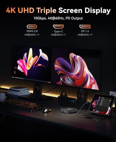 KAMRUI E3B Mini PC with AMD Ryzen 7 5825U (Beat 5500U/7430U,up to 4.5GHz), 16GB DDR4 512GB M.2 SSD Mini Computer, Mini Gaming PC with USB Type-C Supports Triple 4K Display, WiFi 6, BT 5.2 3