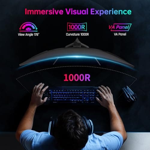 KTC 32 Inch 240Hz Curved Gaming Monitor, 2K 1440P Computer PC Monitor with 1000R 1ms Frameless, Adaptive Sync,122% sRGB, HDMI, DisplayPort, Tilt Adjustable, H32S25E 5