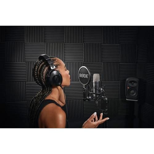 RØDE NT1 Signature Series Large-Diaphragm Condenser Microphone with Shock Mount, Pop Filter and XLR Cable for Music Production, Vocal Recording, Streaming and Podcasting (Black) 2