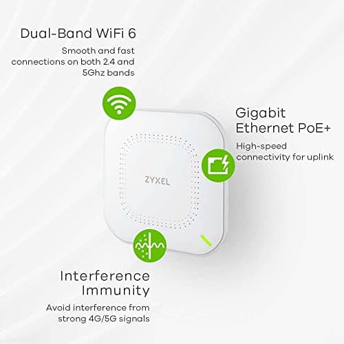 Zyxel WiFi 6 AX1800 Wireless Gigabit Access Point | Mesh, Seamless Roaming, & MU-MIMO | WPA3-PSK Security | Cloud, App or Direct Management | POE+ or AC Powered | AC Adapter Included | NWA50AX 3