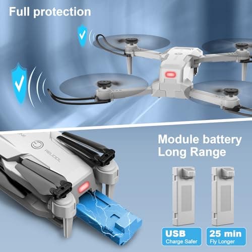 Drone with 1080P Camera - Foldable Remote Control Quadcopter with Voice Gesture Control, 3D Flip, One Key Start, Emergency Stop, 2 Batteries, Easier to use, Toy for Adults Beginners, Grey 4