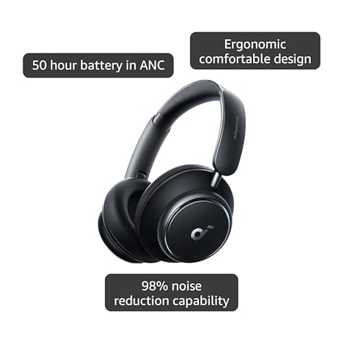 Soundcore by Anker Space Q45 Adaptive Active Noise Cancelling Headphones, Reduce Noise by Up to 98%, 50H Playtime, App Control, LDAC Hi-Res Wireless Audio, Comfortable Fit, Clear Calls, Bluetooth 5.3 4
