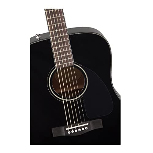 Fender Acoustic Guitar, with 2-Year Warranty, CD-60 Dreadnought V3 Classic Design with Rounded Walnut Fingerboard and Alloy Steel Strings, Glossed Black Finish, Spruce Top, Includes Hard-Shell Case 2
