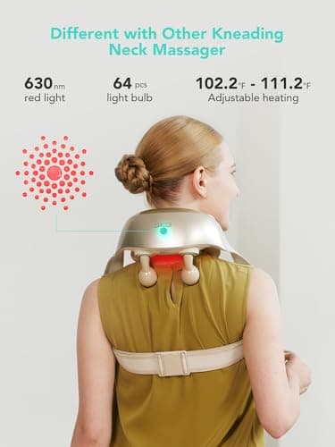 SKG Cordless Neck Massager for Pain Relief Deep Tissue Shiatsu Neck and Shoulder Massger with Heat H7 Ultra Gifts for Men and Women Birthday 4