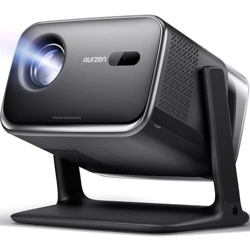 Aurzen BOOM mini Google TV Movie Projector with WiFi and Bluetooth, Voice Control, Family Mode, 20W Dolby Audio, Real-Time Focus, 4K Supported Smart Portable Home Theater Projector Outdoor, Black