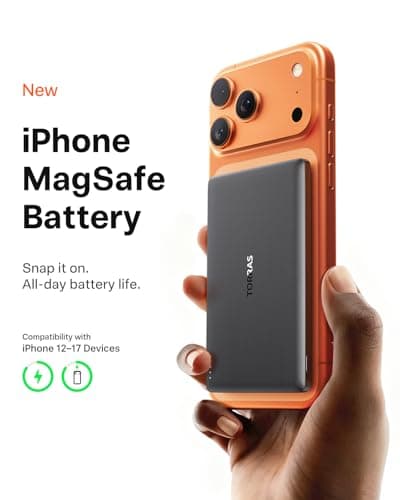 TORRAS MiniMag Power Bank, Ultra Slim 5,000mAh Wireless Portable Charger with USB-C Cable, Fast Charging iPhone Air Magnetic Battery Pack, Compatible for iPhone 17/16/15/14/13/12, Glacier Gray 2