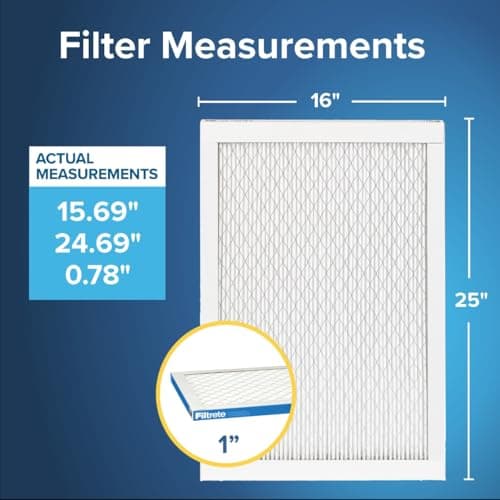 Filtrete 16x25x1 AC Furnace Air Filter, MERV 13, MPR 1900, Premium Allergen, Bacteria&Virus Filter, 3-Month Pleated 1-Inch Electrostatic Air Cleaning Filter, 2-Pack (Actual Size 15.719x24.72x0.78 in) 2