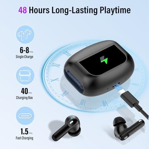 Wireless Earbuds, Bluetooth 5.4 Ear buds with Multifunctional Touch Screen, 48H Bass Stereo Headphones with ANC/ENC Noise Cancelling/Transparency mode, IPX7 Earphones with 5 EQ Modes for iOS Android 3