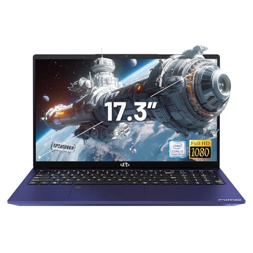 NIMO 17.3" IPS FHD-Laptop, Intel 6 Cores i3-1215U 16GB RAM 256GB SSD (Beat Ryzen 5 7520U, Up to 4.4GHz) Computer with 65W GaN Type C Backlit Keyboard Fingerprint, for Home Student and Business Blue