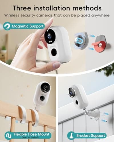 ZUMIMALL Security Cameras Wireless Outdoor with Magnetic Mount, 2K Outdoor Camera Wireless, 2.4G WiFi Battery Cameras for Home Security Indoor,3MP Color Night Vision/130° View/2-Way Talk/SD/Alexa 2