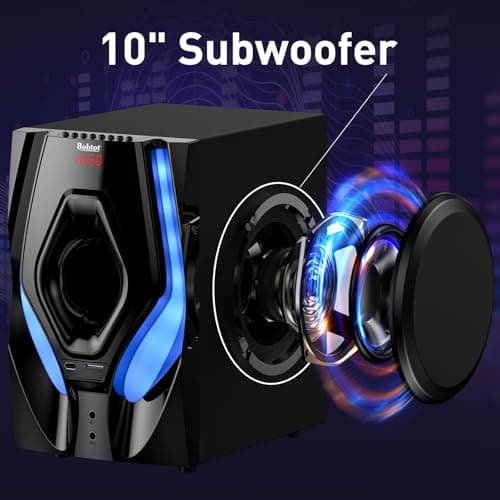 Bobtot Surround Sound Systems Home Theater System - 1200 Watts Peak Power 10" Subwoofer 5.1/2.1 Wired Audio Stereo Speakers Strong Bass with HDMI ARC Optical AUX Bluetooth Input 4