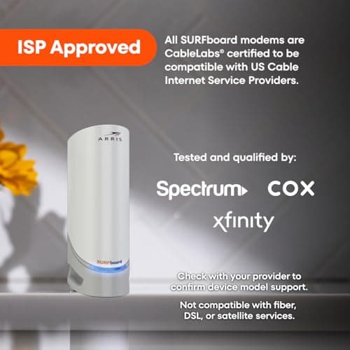 ARRIS SURFboard S33 DOCSIS 3.1 Multi‑Gig Cable Modem | 2.5Gbps + 1Gbps Ethernet Ports | Works with Xfinity, Cox, Spectrum | For Cable Internet Plans up to 2.5Gbps | Modem Only, Router Required 3