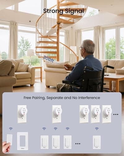 Zoiinet Remote Control Outlet Plug Switch, Buckle Design & Removable Wireless Light Switch, No Wiring Needed, 300 ft, 15A/1500W, Programmable, for Household Appliances 3