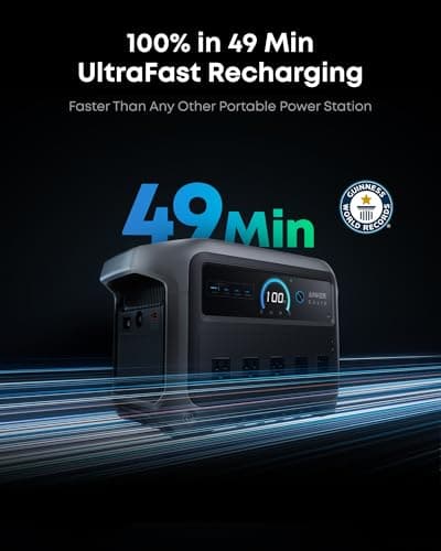 Anker SOLIX C1000 Gen 2 Portable Power Station, 2,000W (Peak 3,000W) Solar Generator, Full Charge in 49 Min, 1,024Wh LiFePO4 Battery for Home Backup, Power Outages, and Camping (Optional Solar Panel) 2