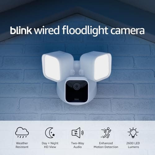 Blink Wired Floodlight Camera, Smart security camera, 2600 lumens, HD live view, enhanced motion detection, built-in siren, Works with Alexa, 1 camera (White) 5